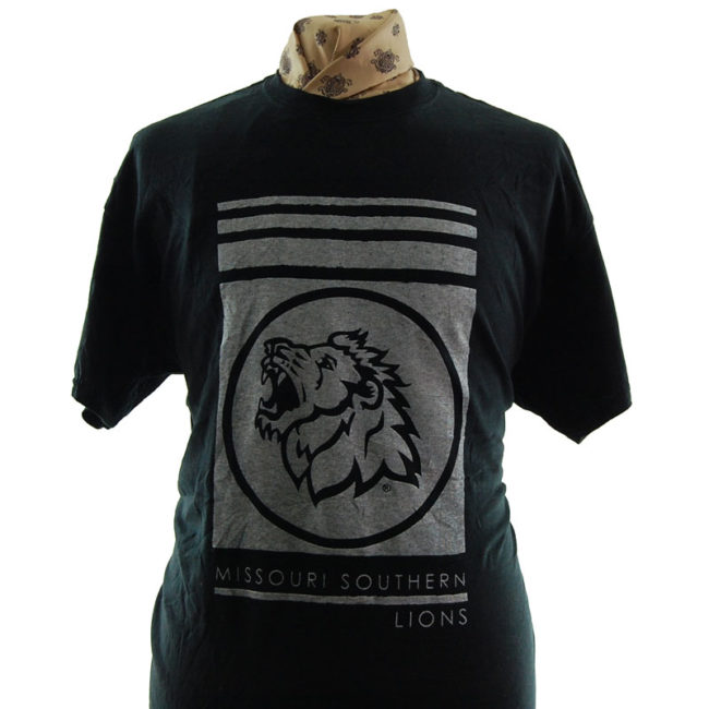 close up of Missouri Southern Lions T Shirt