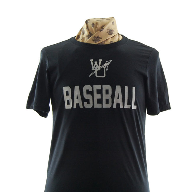 close up of Plain Black Baseball T Shirt