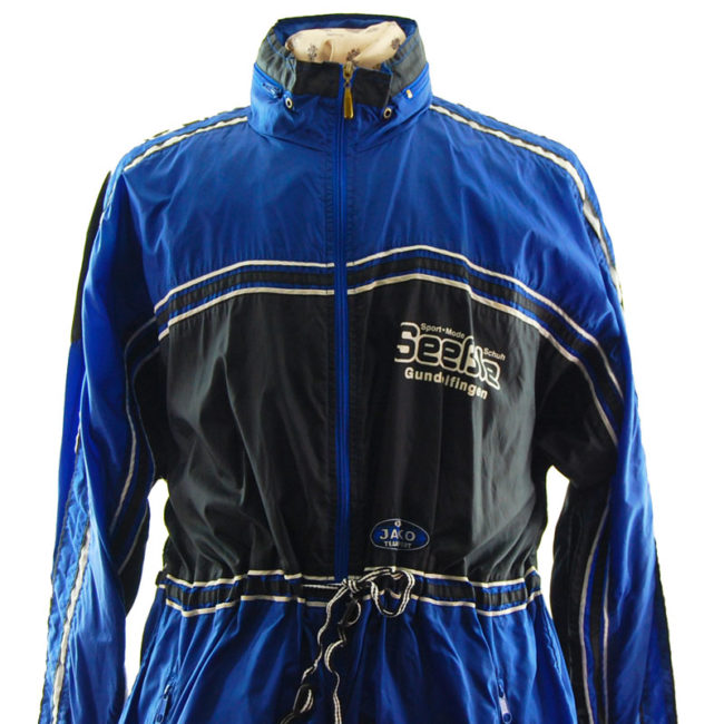 close up of Vintage Blue Windbreaker Jacket