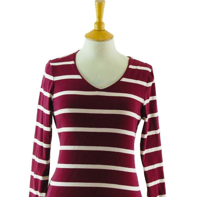 close up of Womens Striped Long Sleeve Tee Shirt