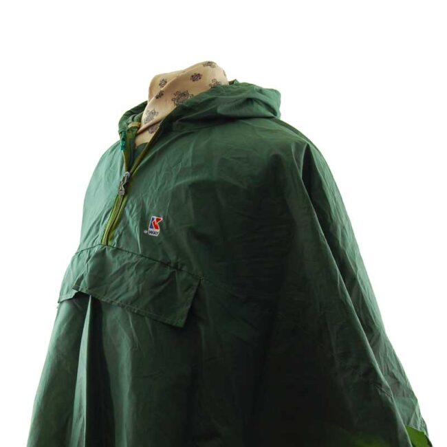 side of K-Way Army Green Poncho Windbreaker