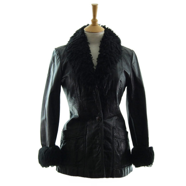 70s Real Leather Synthetic Sheepskin Jacket