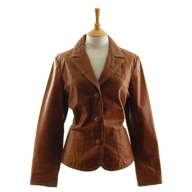 Vintage Tan Leather Womens Jacket