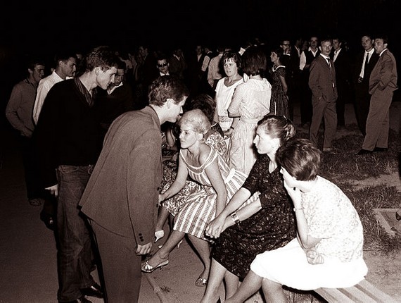 Young Men and Women at open air dance Young Men and Women at open air dance
