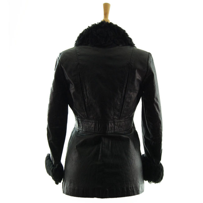 back of 70s Real Leather Synthetic Sheepskin Jacket