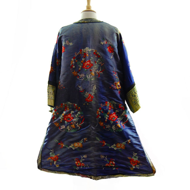 back of Blue Silk Mandarin Robe