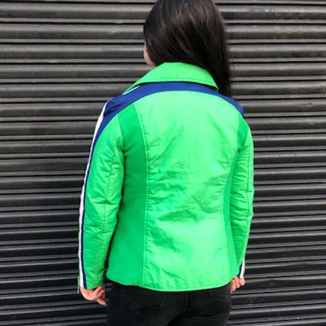 back of Lime Green Skiing Jacket