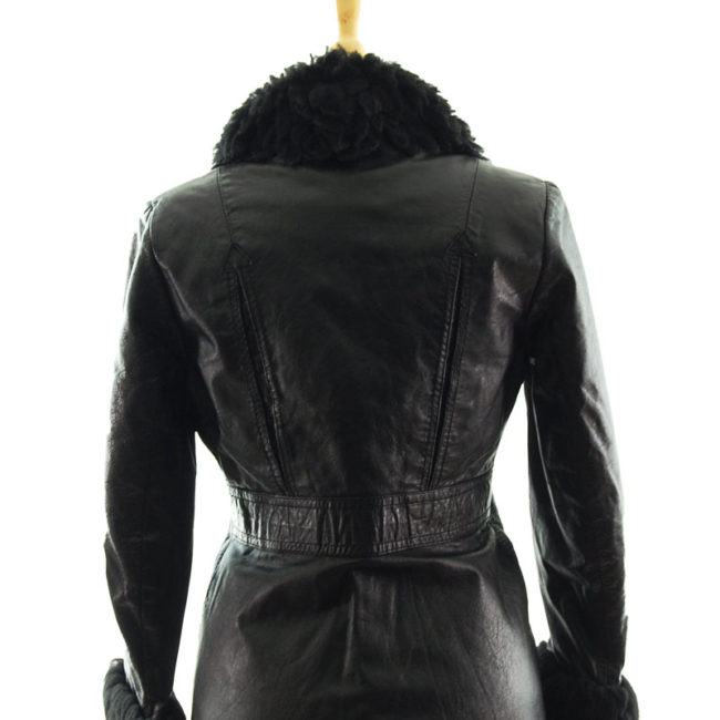 close back up of 70s Real Leather Synthetic Sheepskin Jacket