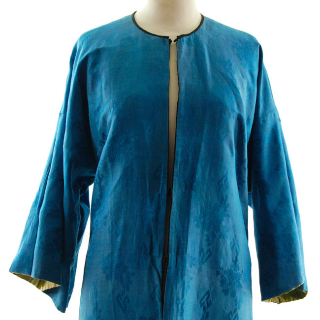 close lining of Blue Silk Mandarin Robe