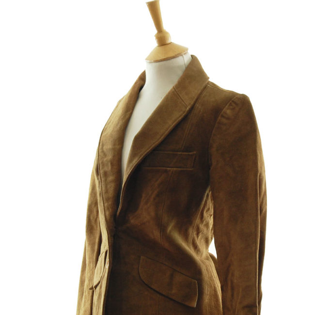 close side of Brown Suede Leather Jacket