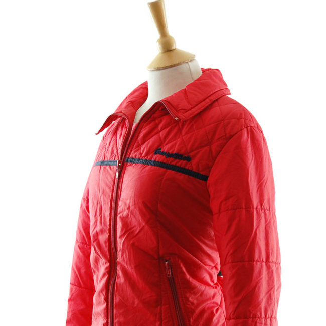 close side of Vibrant Red Skiing Jacket
