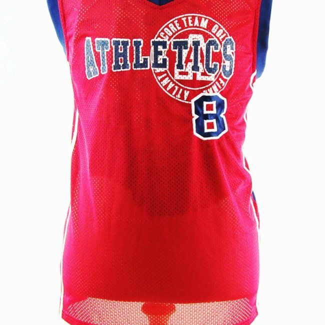 close up of Mens Red Basketball Vest Top