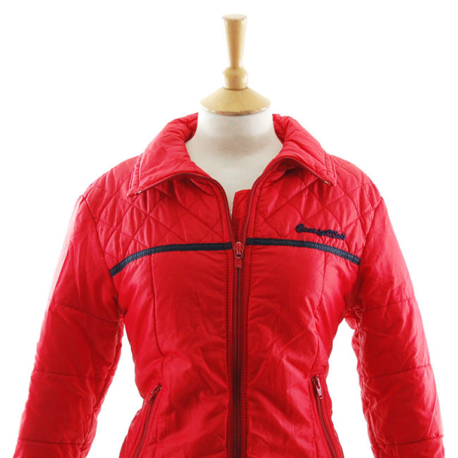 close up of Vibrant Red Skiing Jacket