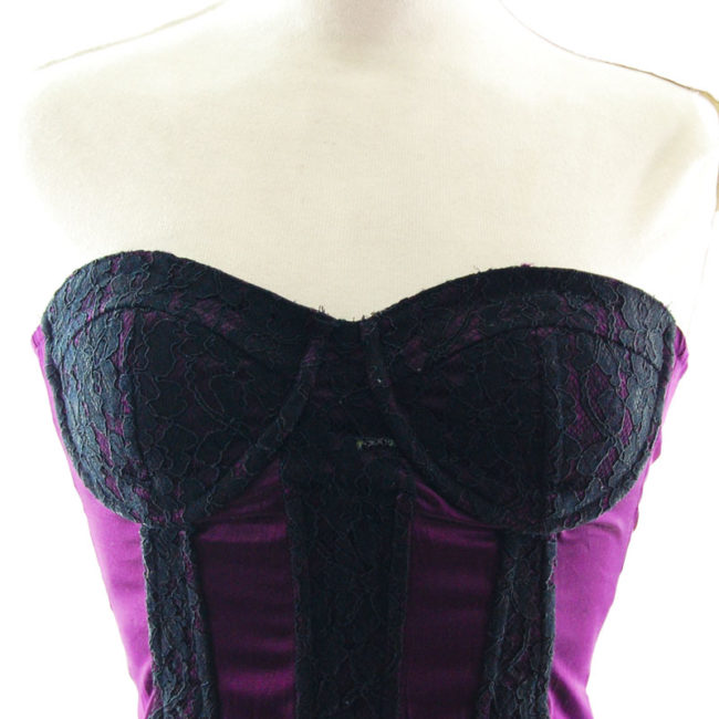 close up of Vintage Purple Lace Bustier