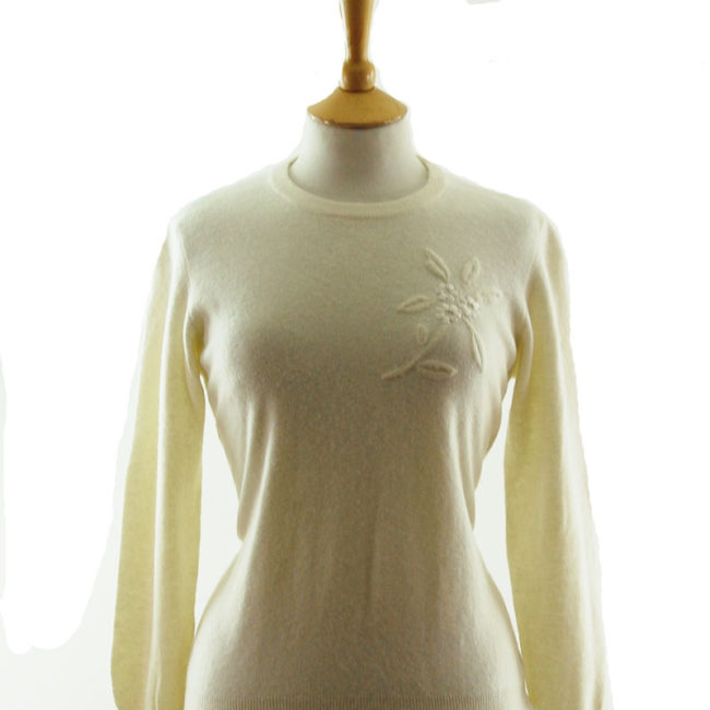 front of 50s Pure Wool White Sweater