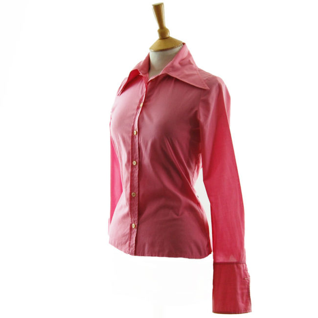 side of 70s Womens Pink Long Collar Shirt