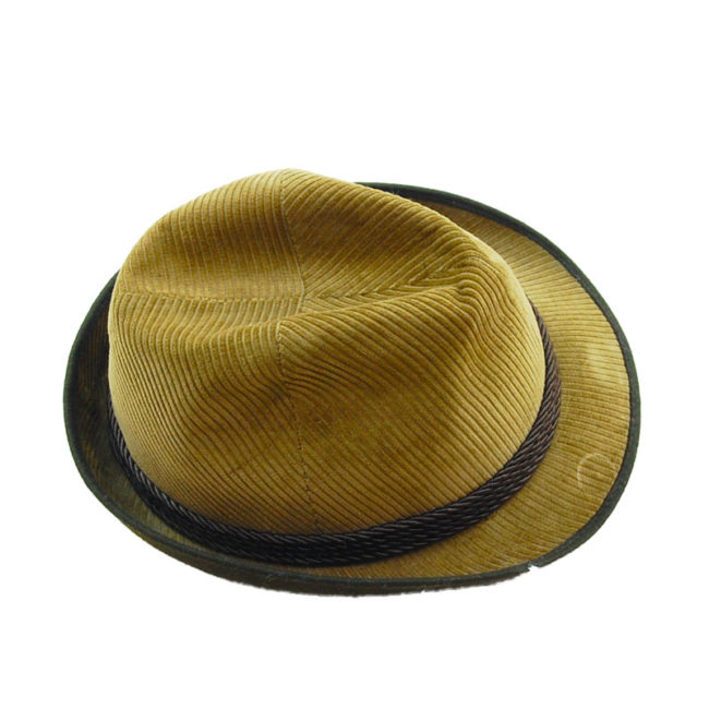top of Mens Velvet Cord Austrian Style Hat