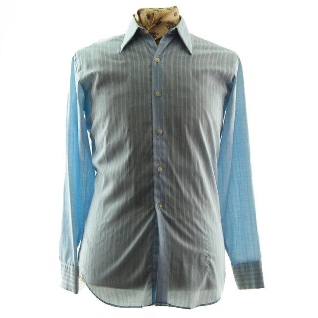 70s Mens Blue Striped Shirt