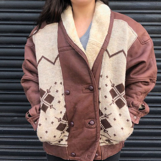 70s Vintage Oversized Brown Leather Jacket