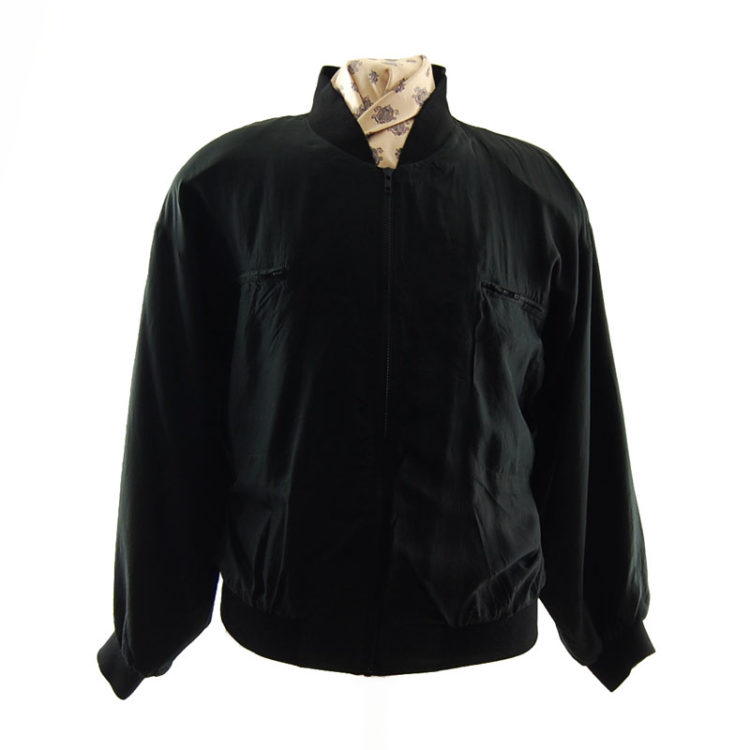 Black Silk Bomber Jacket