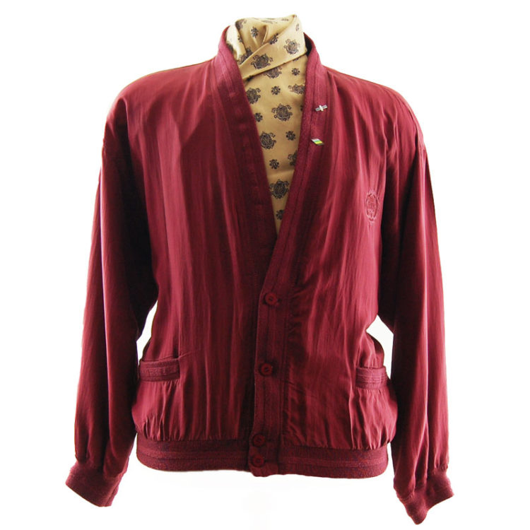 Yorn Burgundy Silk Bomber Jacket