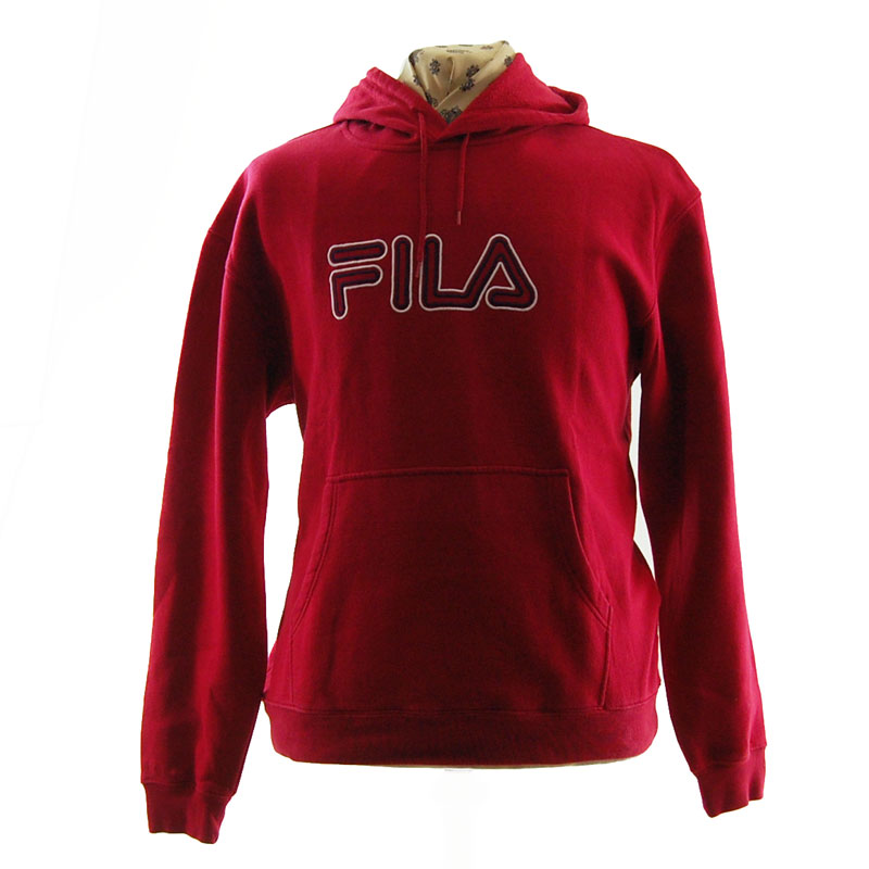 Fila Bright Red Hoodie - UK M - Blue 17 Vintage Clothing