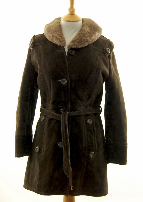 Front of 70s Fur Trim Collar Sheepskin Jacket
