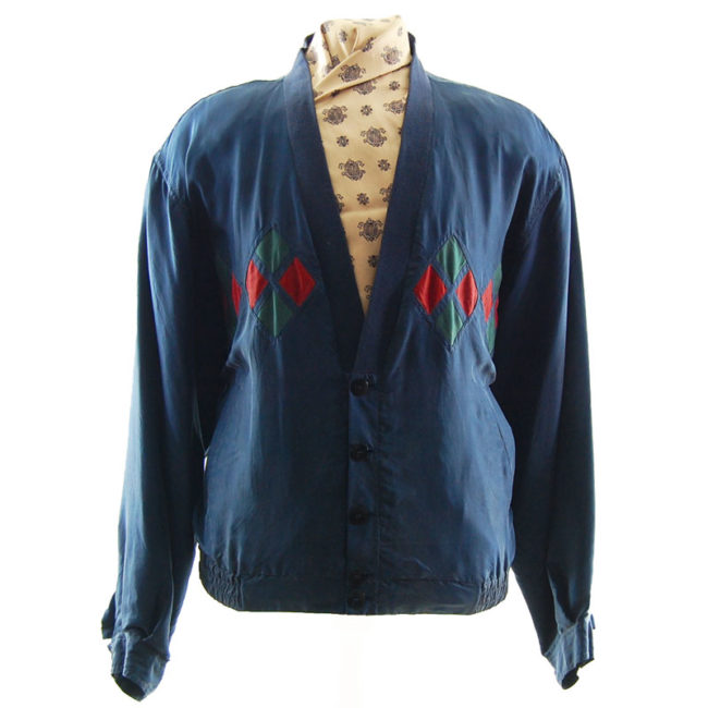 Navy Silk Bomber Jacket