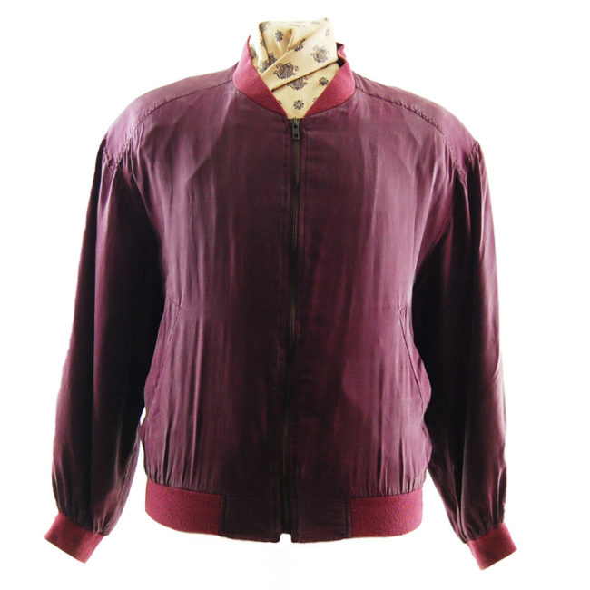 Noble Silk Deep Red Bomber Jacket