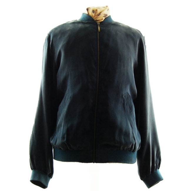 Pure Silk Blue Bomber Jacket