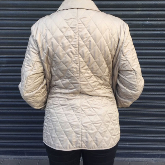 back of Burberry Cream Quilted Jacket