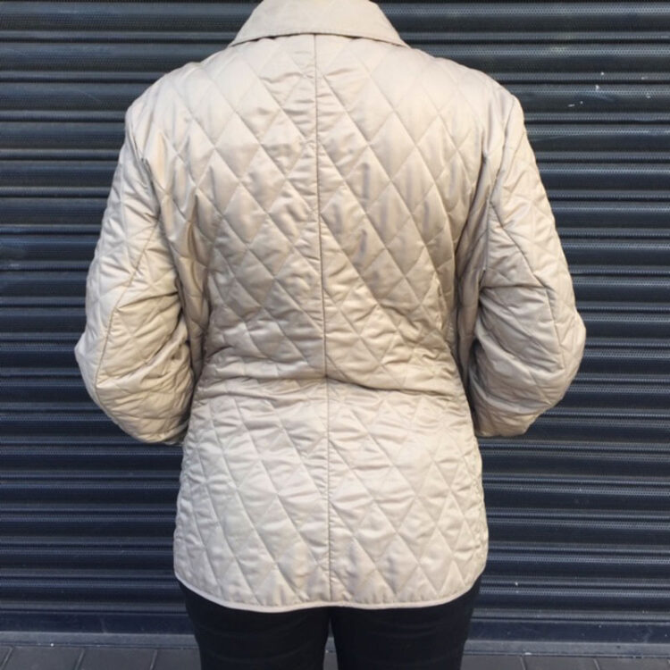 Burberry Cream Quilted Jacket UK 14 Blue 17 Vintage Clothing
