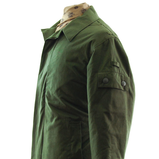 close side of Padded Olive Green Military Jacket