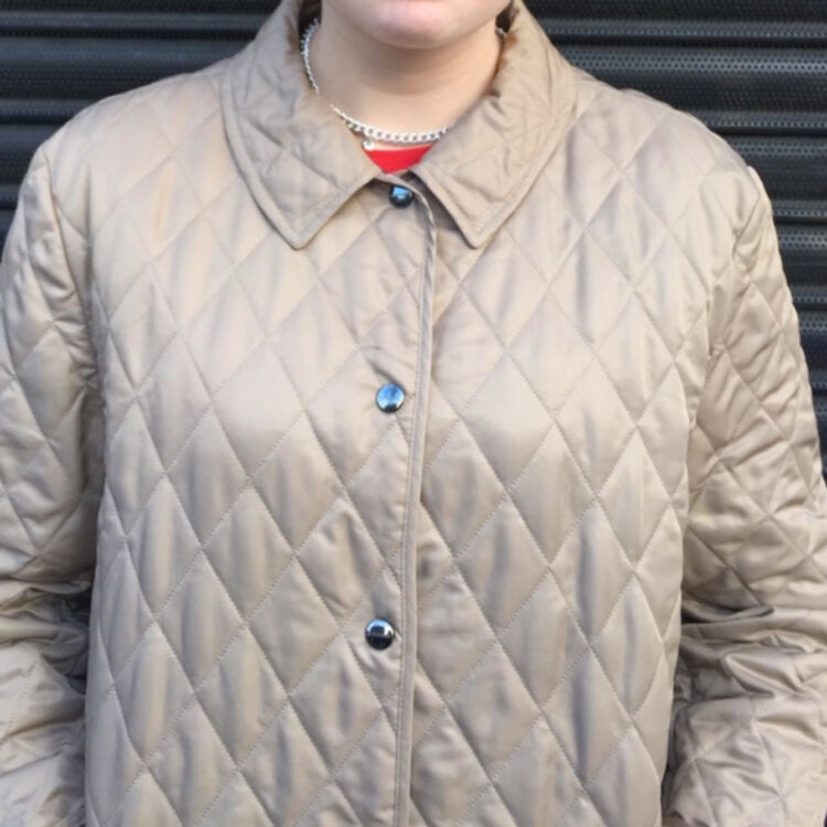 Burberry Cream Quilted Jacket UK 14 Blue 17 Vintage Clothing