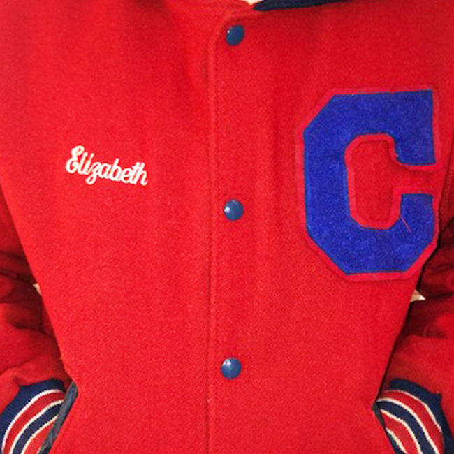 close up of High School Baseball Jacket