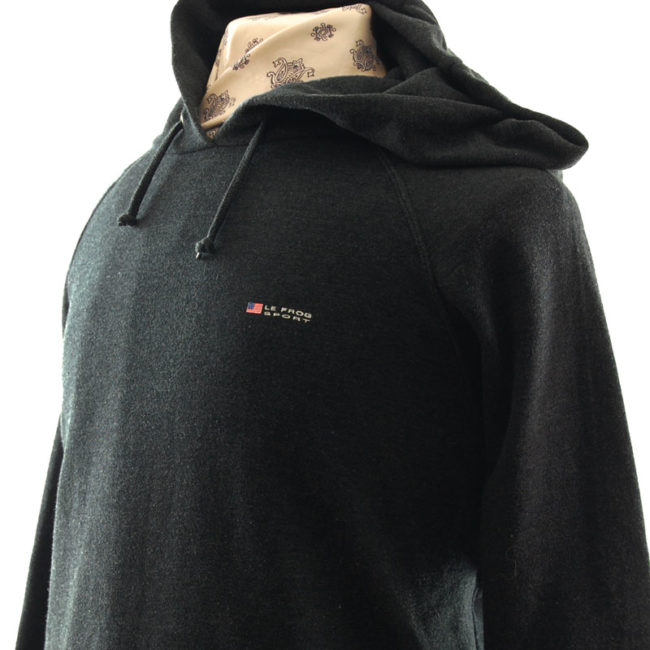 close up of Mens Le Frog Sport Dark Grey Hoodie