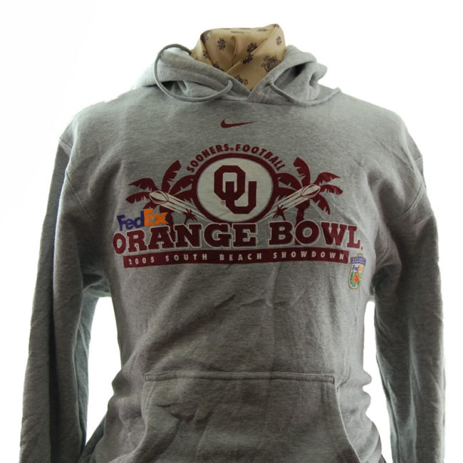 close up of Nike Orange Bowl Football Hoodie