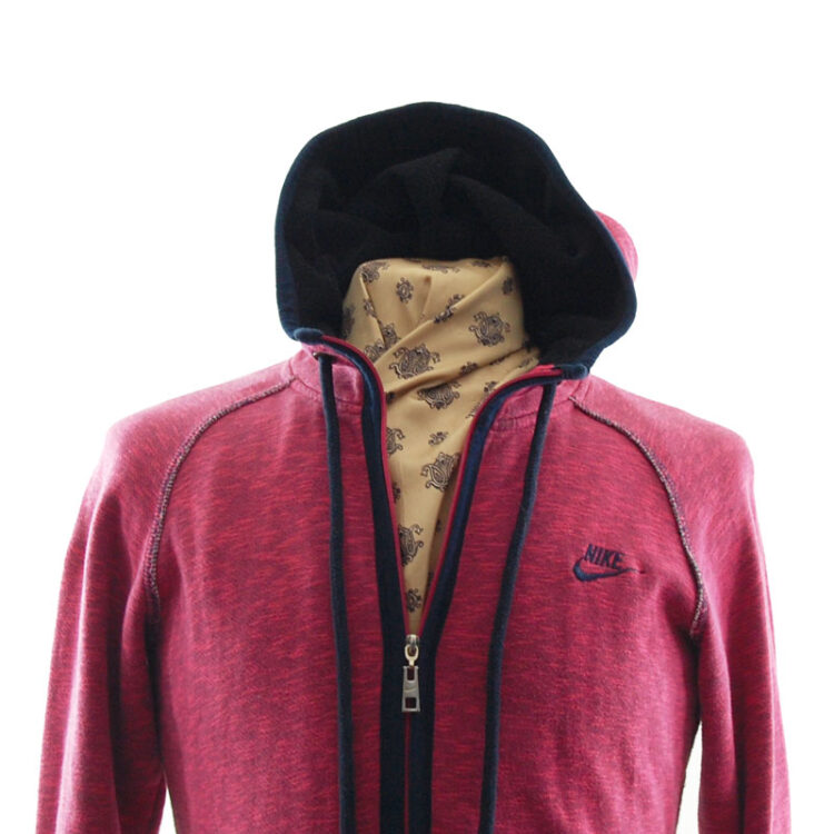 Pink Raw Hem Hoodie Brand Nike UK M Blue 17 Vintage Clothing