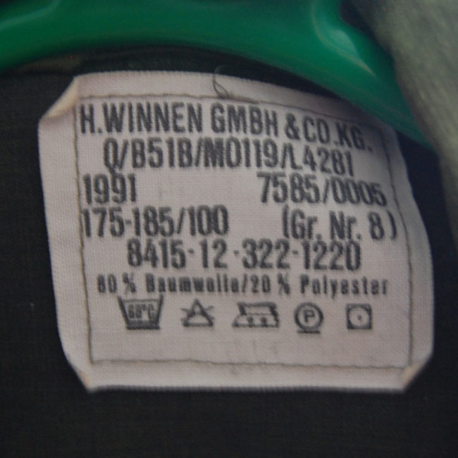 Military label from 1991