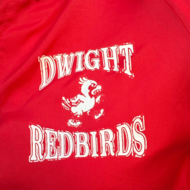 left side of Dwight Red Birds Baseball Jacket