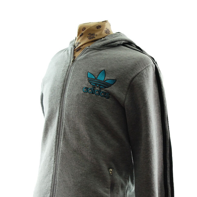 side of Adidas Grey Zip Up Hoodie