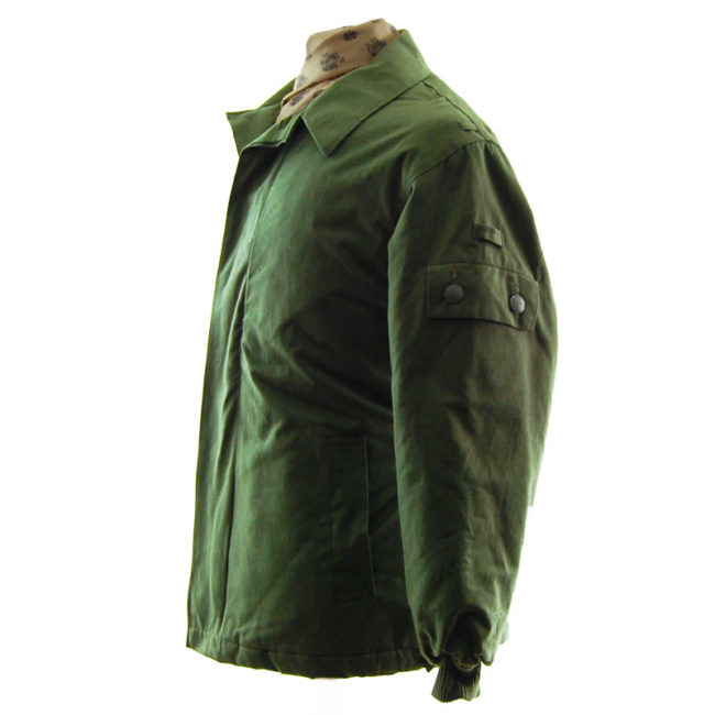 side of Padded Olive Green Military Jacket