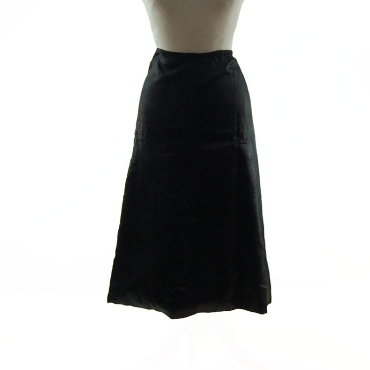 1940s Vintage Black Padded Silk Skirt