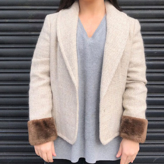 90s Cream Woven Wool Blazer