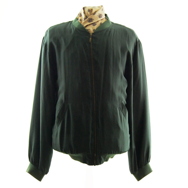 Pure Silk Green Bomber Jacket