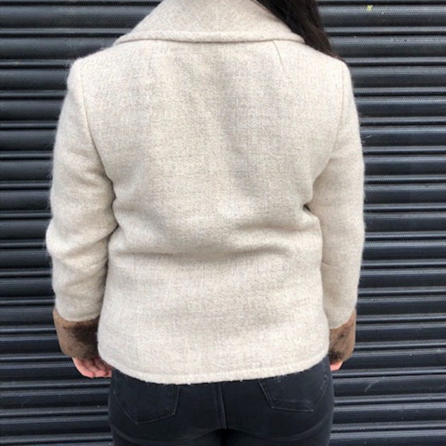 back of 90s Cream Woven Wool Blazer
