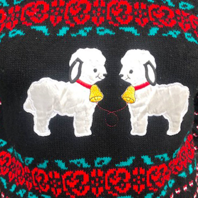 close up of 80s Womens Vintage Animal Jumper