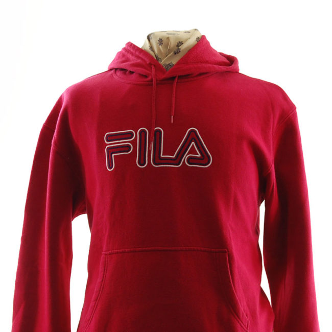 close up of Fila Bright Red Hoodie