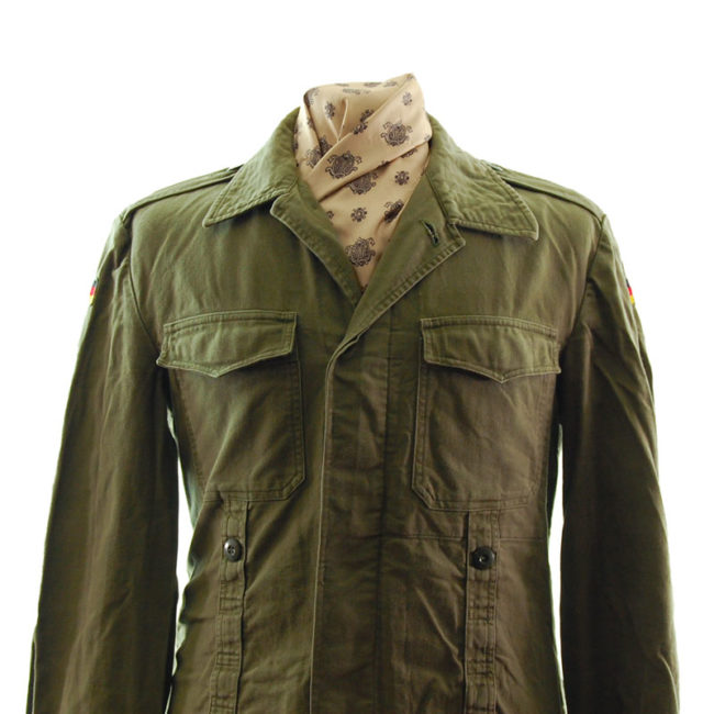 close up of German Plain Green Military Jacket