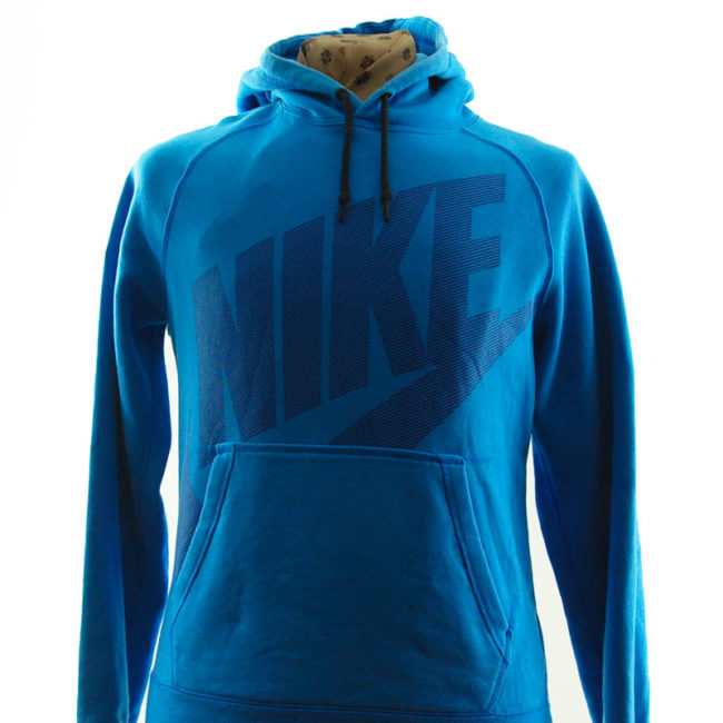 close up of Nike Dusty Blue Hoodie